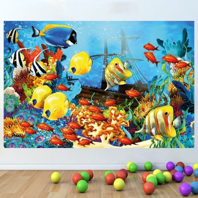 Fish Shipwreck Coral Kids Nursery Bedroom Vinyl Wall Sticker Poster