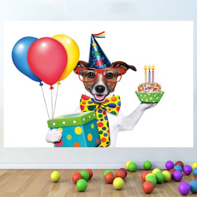 Cute Dog Birthday Kids Nursery Bedroom Vinyl Wall Sticker Poster